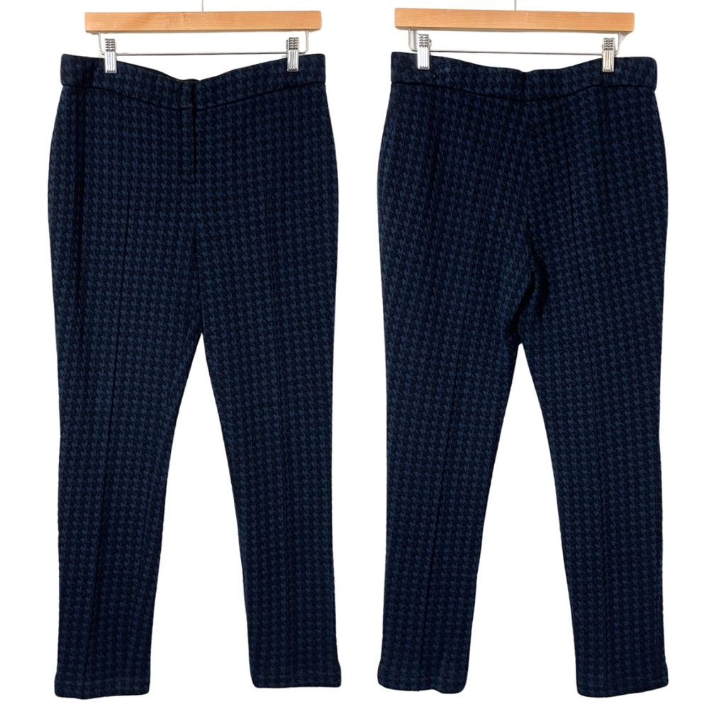 Akris Punto Mara Pants Trousers Size 10 30 Medium Black Navy Houndstooth Check
